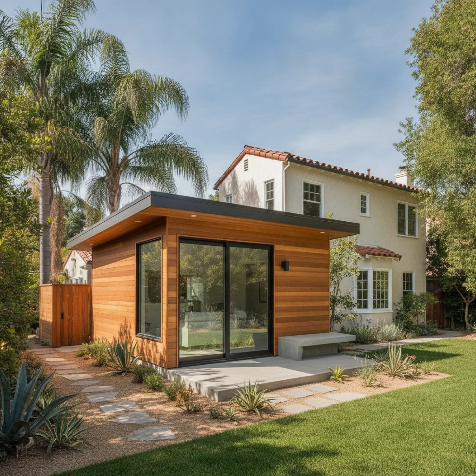 Side-by-side comparison of a detached ADU cottage and a junior ADU conversion inside a home in San Diego